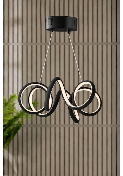 Spiral Model Siyah Metal Salon Mutfak Oturma Yatak Odası Modern Led Sarkıt Avize