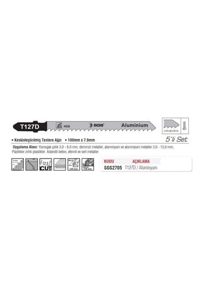 Sgs Sgs2705 Sgs Dekupaj Ağzi Alümi Nyum T127d