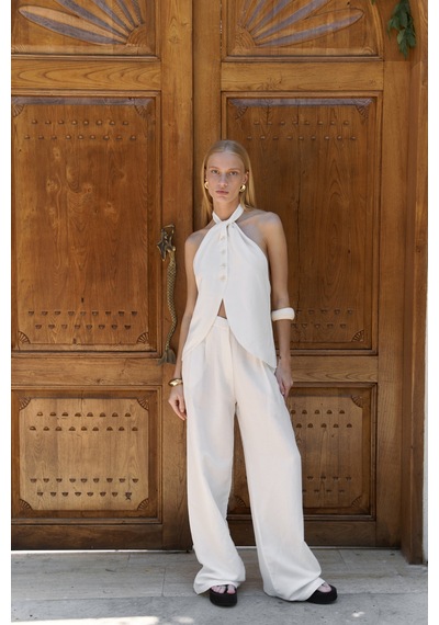 Mai Collection Mai Studios Co. Prasetsah Bağlamalı Ekru Crop Pantolon Takım Ekru Mai Collection Mai Studios Co. Prasetsah Bağlamalı Ekru Crop Pantolon Takım Ekru