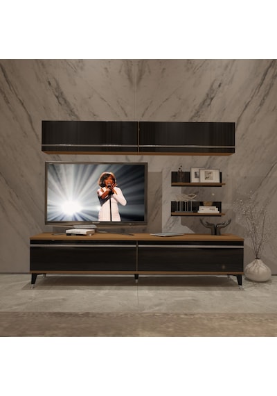 Decoraktiv Eko 5 Mdf Std Silver Tv Ünitesi Tv Sehpası Ceviz - Siyah