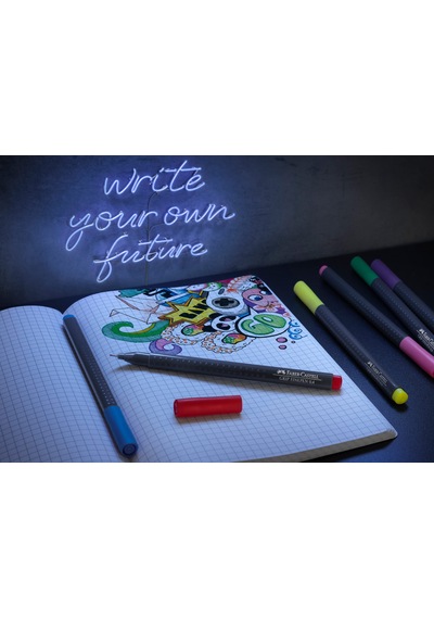 Faber-castell Grip Finepen İnce Keçe Uçlu Kalem Seti, 30 Lu, Pastel Ve Neon Renkler, 0.4 Mm Hassas Uç, Metal Destekli, Ergonomik Üçgen Gövde