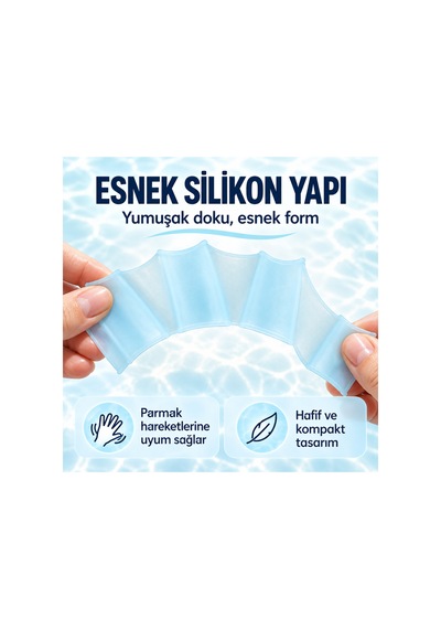 Silikon Yüzme El Paleti Parmak Arası Perdeli Su Egzersizi Eldiveni Mavi-l Mavi-l