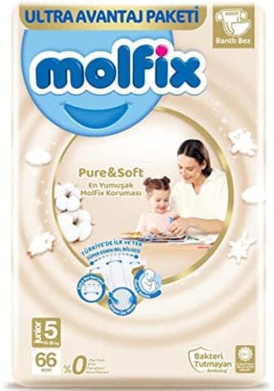 Molfix Pure&Soft Bebek Bezi 5 Numara Junior Ultra Avantaj Paketi 66 Adet