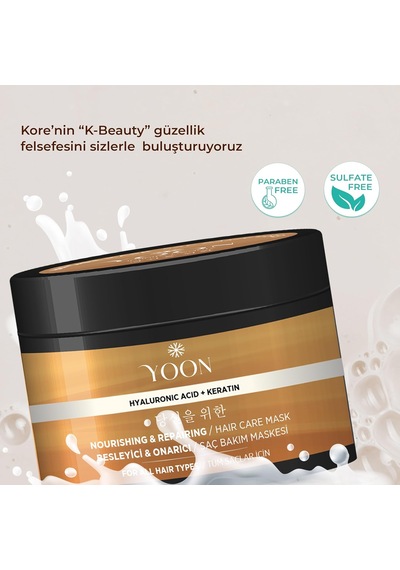Yoon Keratin & Hyalüronik Asit İçeren Saç Maskesi, Hasarlı Aşırı Yıpranmış Saçları 360 Yoğun Onarıcı Ve Besleyici Saç Bakım Maskesi 250ml