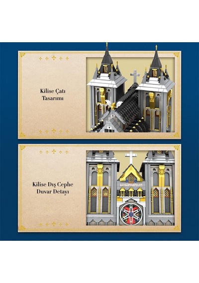 Reobrix 66027 Ortaçağ Kilisesi Yaratıcı Yapı Blok Seti Building Blocks European Century Medieval Churches - 3468 Parça