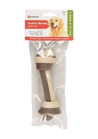 Flamingo Duetto L Kuzu ve Pirinçli Köpek Ödül Kemiği 150 G