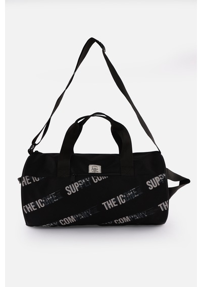 İcone Bag Unisex Spor Çanta Silindir Model, Baskılı, Ön Ve İç Cepli, Yan Saplı, Ayarlanabilir Omuz Askılı Siyah