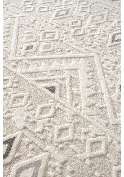 Cotto Motto Tt008a Krem Halı Modern Geometrik Desen Pamuk Taban Yıkanabilir Salon Mutfak Halısı