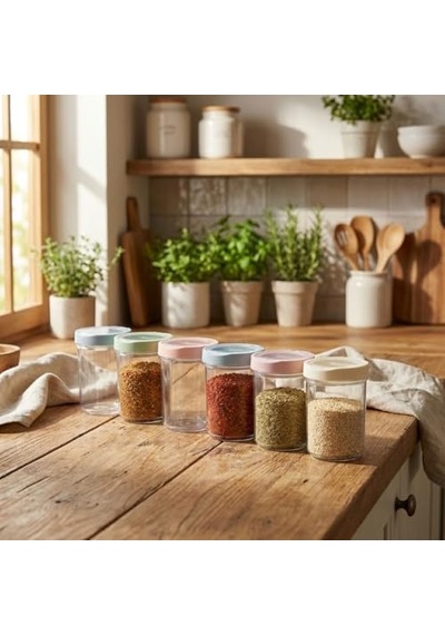 Orret Home Kaşıklı Şeffaf Kilitli Tekli Baharatlık Pp Plastik Pul Biber Kekik Baharat Kabı Kapaklı Mutfak Baharat Diğer