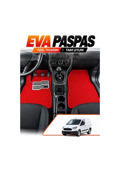 Ford Tourneo Courıer Panelvan 2013-2023 Uyumlu Eva Oto Paspas Ön 2 Parça Kırmızı