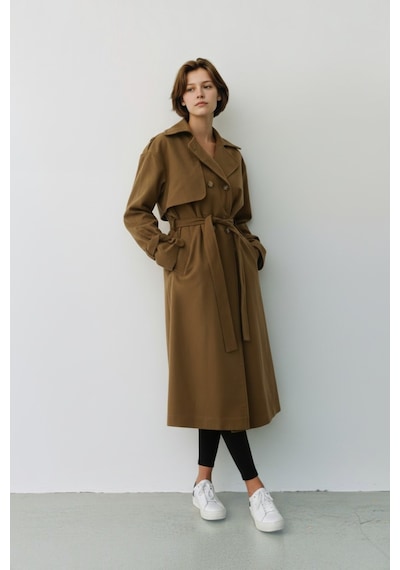 Durivya Kruvaze Yaka Oversize Trençkot Bakır