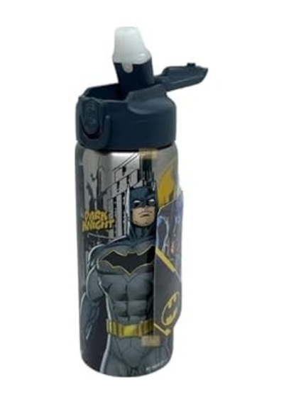 Wiggle 600ml Batman Temalı Lisanslı Pipetli Kilitlenebilir Kapak Paslanmaz Çelik Termos 50 x 22