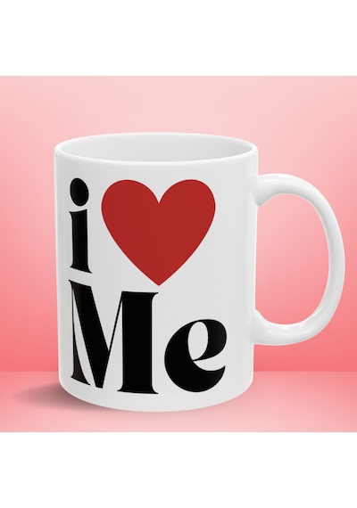"ı Love Me" Baskılı Porselen Kupa Bardak 330 Ml - Kendine Hediye, Motivasyon Ve Esprili Kupa Çok Renkli