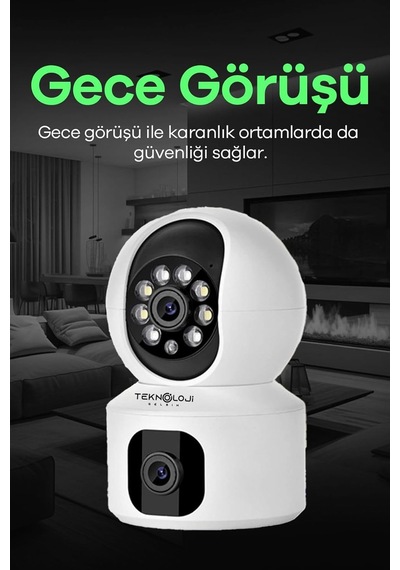 Q5 Smart Kamera Ses Kayıtlı Gece Görüşlü Full Hd 1080p Çift Kamera Kablosuz Wi-fi Ip