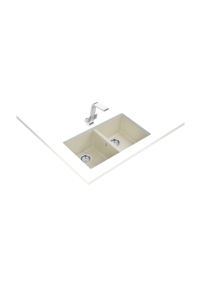 Teka Square 760 Tg Çift Hazneli Tezgahaltı Tegranite Eviye - Parlak Krem - 115260027