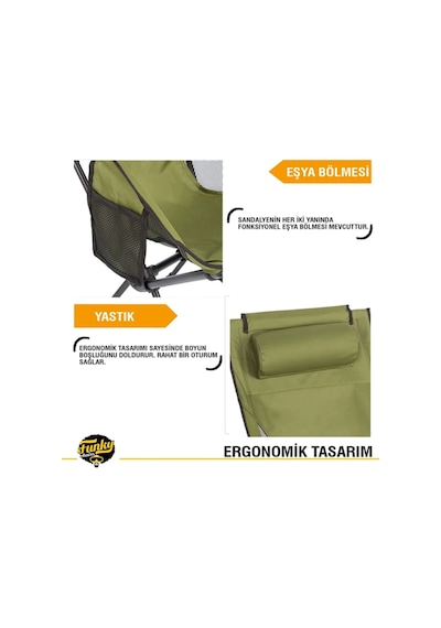 Sky Ultralight Katlanabilir Kamp Sandalyesi - Haki 4 Adet Haki