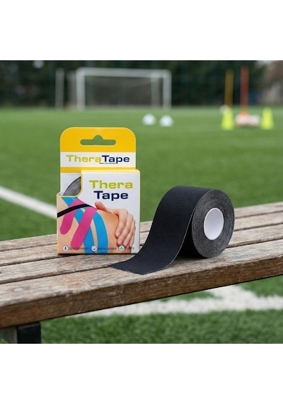 Thera Tape Kinesio Sporcu Bandı Yüz & Vücut Uyumlu Kinezyo Bant Siyah 5 CM x 5 M Thera Tape Kinesio Sporcu Bandı Yüz & Vücut Uyumlu Kinezyo Bant Siyah 5 CM x 5 M