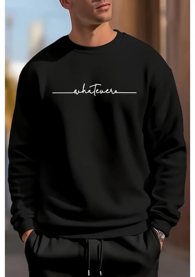 Whatever Baskılı Oversize Sweatshirt Antrasit