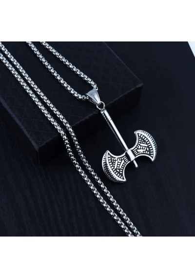 Viking Savaşçı Baltası Paslanmaz Çelik Kolye Çelik