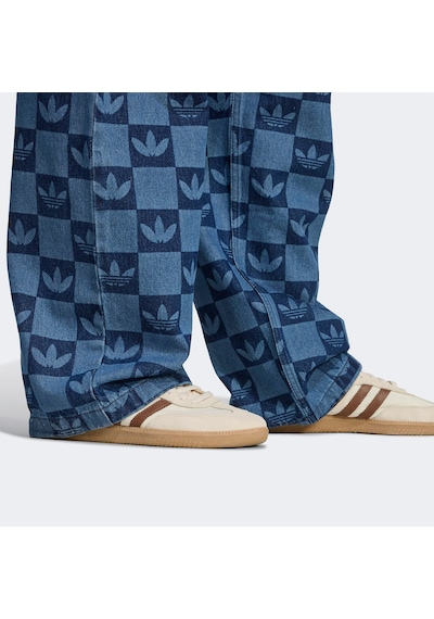 Adidas Monogram All Over Print Regular Denim Mavi Erkek Pantolon Jy2993 Mavi