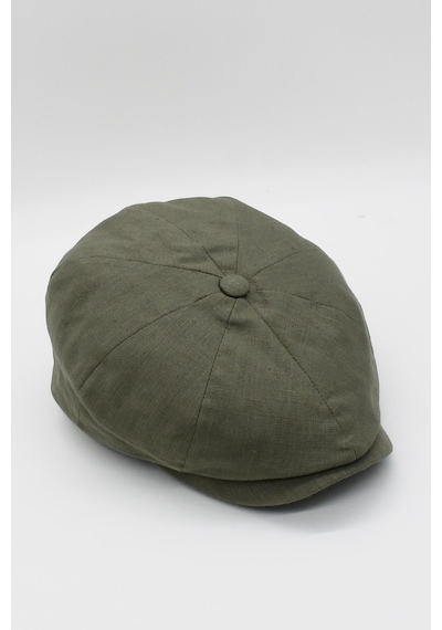 Külah Erkek Kasket İngiliz Yazlık Keten Newsboy Şapka - Haki - 57 Cm Haki