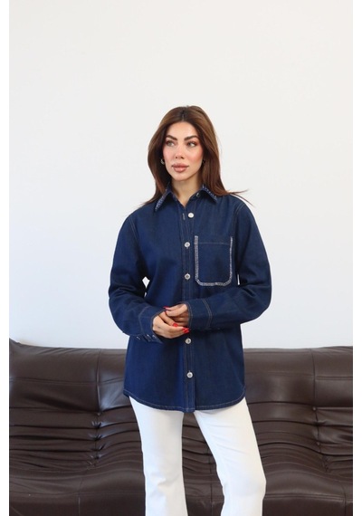 Lacarıno Lacarino 7969 Kadın Taşlı Gömlek Rınse Taşlı
