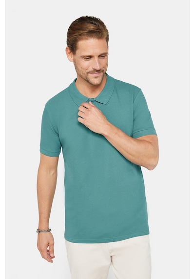 Tudors Erkek Slim Fit Dar Kesim %100 Pamuk Düz Pike Mavi Polo Yaka Tişört-30572 Haki