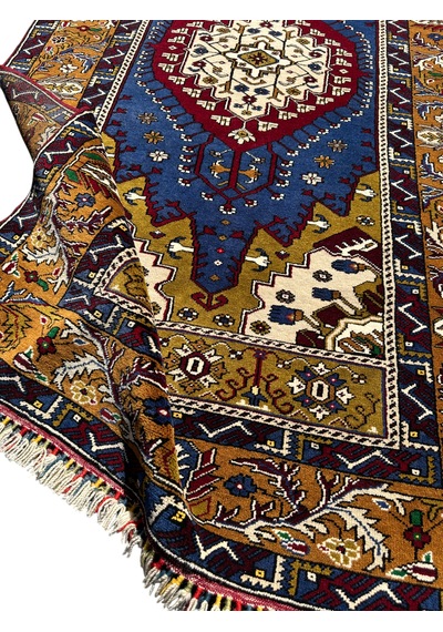 El Dokuma Sıfır Büyük Yahyalı Halısı 130x240 Lacivert Krem Halı Lacivert