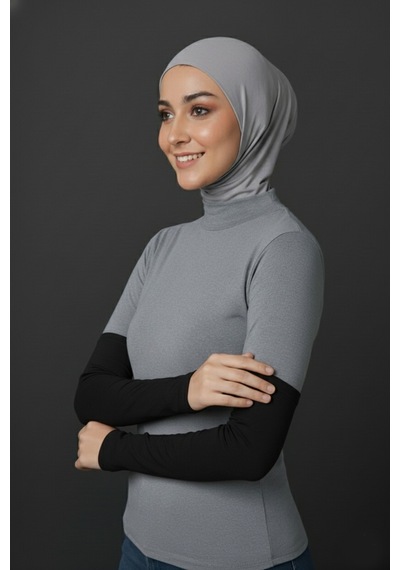 Sonbaharmoda Kadın Tesettür Likralı Esnek Düz Penye Kolluk Siyah