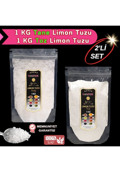 Hanzade Bitkisel Limon Tuzu Tane 1 KG + Limon Tuzu Toz 1 KG