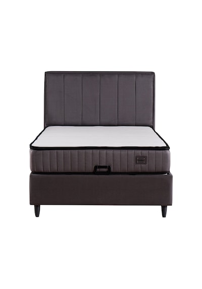 Kilim Mobilya Royal Plus Sandıklı Baza Başlık Paket Yaylı Pedli Yatak Seti Antrasit 120 X 200