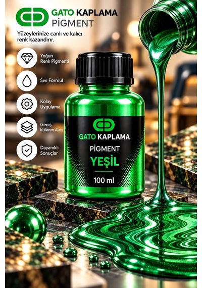 Gato Kaplama Solvent Bazlı Transparan Sıvı Pigment Boya 100 Ml Yeşil Renk Renklendirici