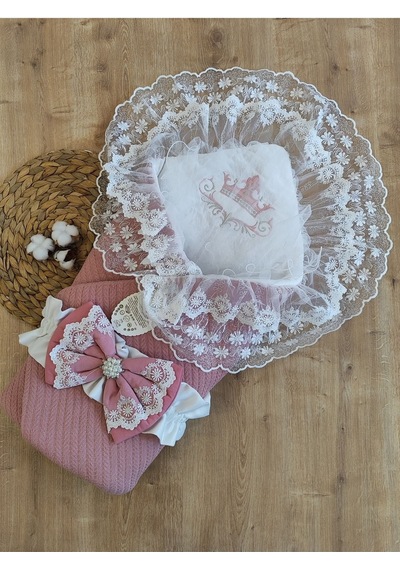 Triko Örg Haki Bebek Kundağı Unisex Bebek Dış Kundak Battaniyesi Hastane Çıkışı Kundak Battaniye Gülkurusu