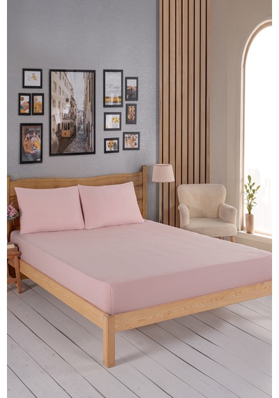 Penye Lastikli Çarşaf, 100 200 Tek Kişilik %100 Pamuk Örme Kumaş, 145 Gr/m² Pudra