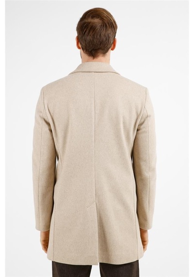 İmza Koyu Bej Mono Yaka Esnek Slim Fit Classic Kaşe Palto 1005255101