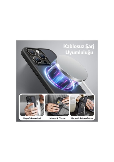 Bix Apple Uyumlu iPhone 16 Pro Max Magsafe Kılıf Tam Koruma Manyetik Darbe Emici Siyah