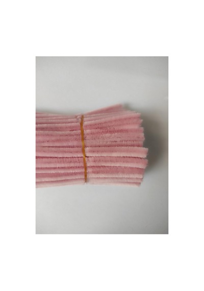 25 Adet Pastel Pembe Şönil, Çiçek Yapımına Uygun Tüylü Tel, 30 Cm 6 Mm