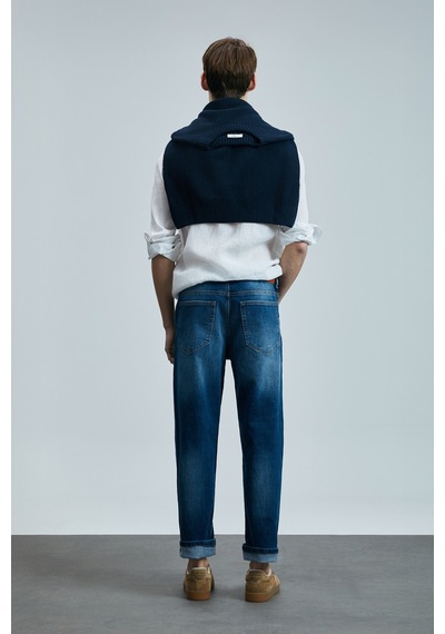 Lufian Salvator Smart Jean Erkek Pantolon Slim Fit Mavi Mavi 111200205100300 Mavi