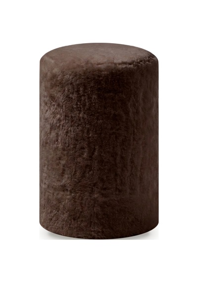Peluş Puf Ø33x44 Cm Silindir Tabure Makyaj Masası Pufu Kürk Görünümlü Kahverengi