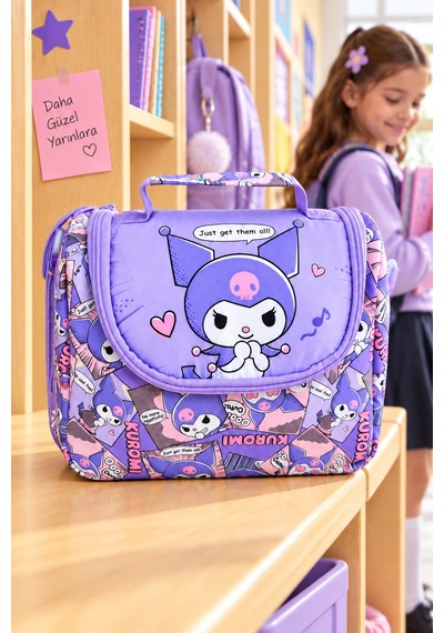 Kuromi Termoslu Beslenme Çantası Çocuk Öğrenci Okul Yemek Çantası Günlük Kullanım 24x22x14 Cm Çok Renkli