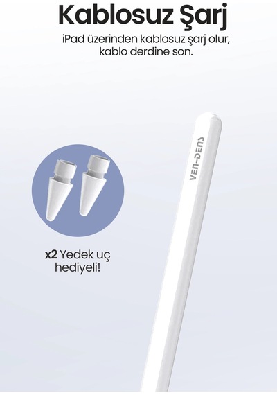 Ven-dens Vd-sp003 Apple Uyumlu iPad Uyumlu Manyetik Tablet Kalemi, Kablosuz Şarj, Avuç İçi Reddetme, 10, Beyaz