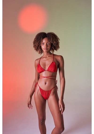 Holly Lolly Bağcıklı U Kesim Brezilya Model Slim Delphi Bikini Altı Kırmızı