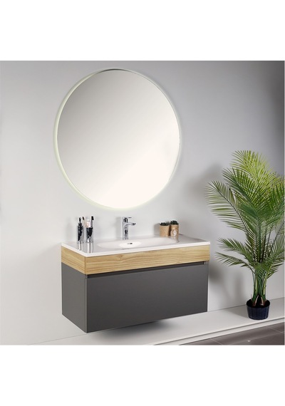 Kobos Harmony 100 Cm Banyo Dolabı Seti Füme + Meguro