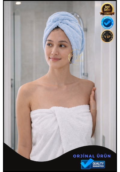 Mikrofiber Saç Havlusu Hızlı Kuruyan, Yumuşak Ve Hafif Farklı Renk Seçenekleri Mavi