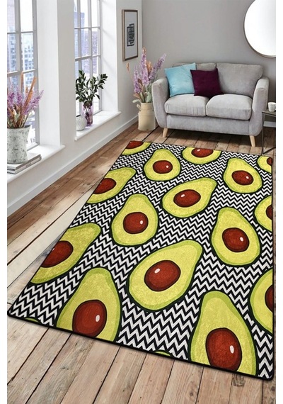 Zigzag & Avacado Djt 160X230 Cm Kaymaz Taban Dekoratif Halı