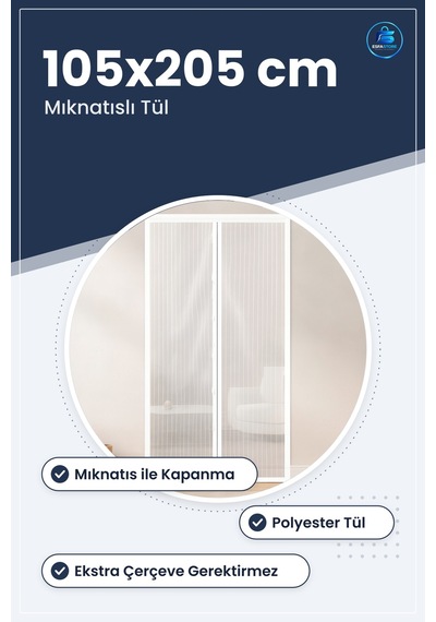 Mıknatısılı Tül Sineklik 105x205 Cm Otomatik Kapanan Sinek Perdes