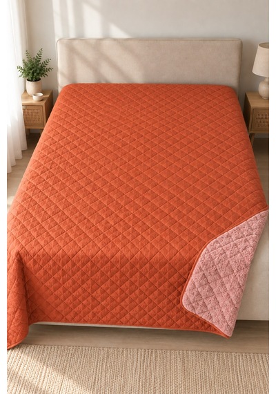 Cloud Soft Çift Taraflı Mikrofiber Peluş Çift Kişilik Yatak Örtüsü 200x220 Cm Turuncu