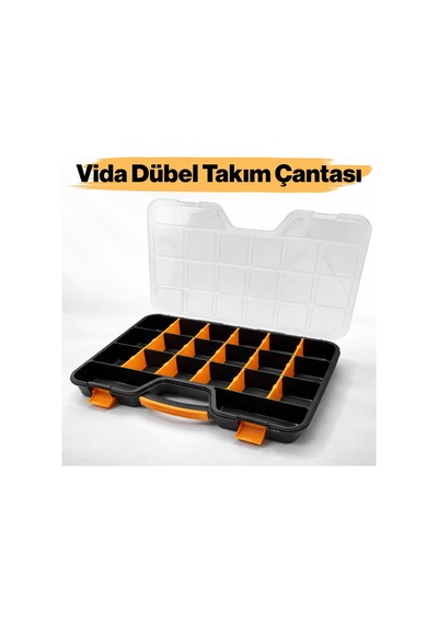Organizer Vida Dübel Takım Çantası 20 Bölmeli Plastik Saklama Kutusu Çok Amaçlı Düzenleyici