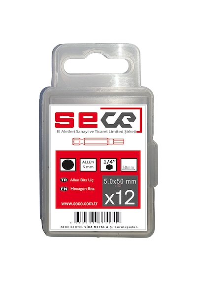Sece 1/4'' Allen5 Bits Uç Allen5x50 Mm 12 Adet
