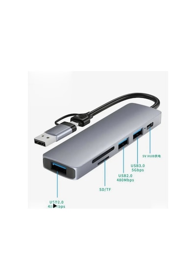 Airsky Hc13fl 5 İn 1 Usb Type-c 2 İn 1 Çevirici Evimdeyokyok
